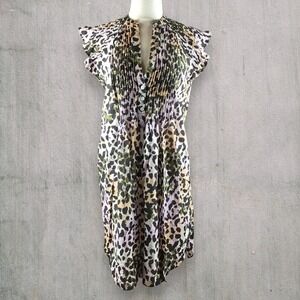 Veronica Beard Marieta Leopard Print Cover-up Mini Dress XS Summer Boho Chic